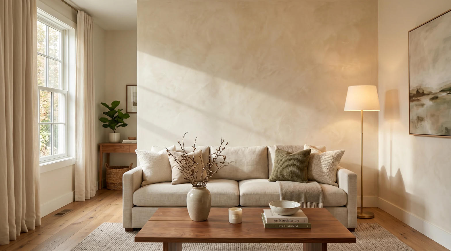 Cream lime plaster living room