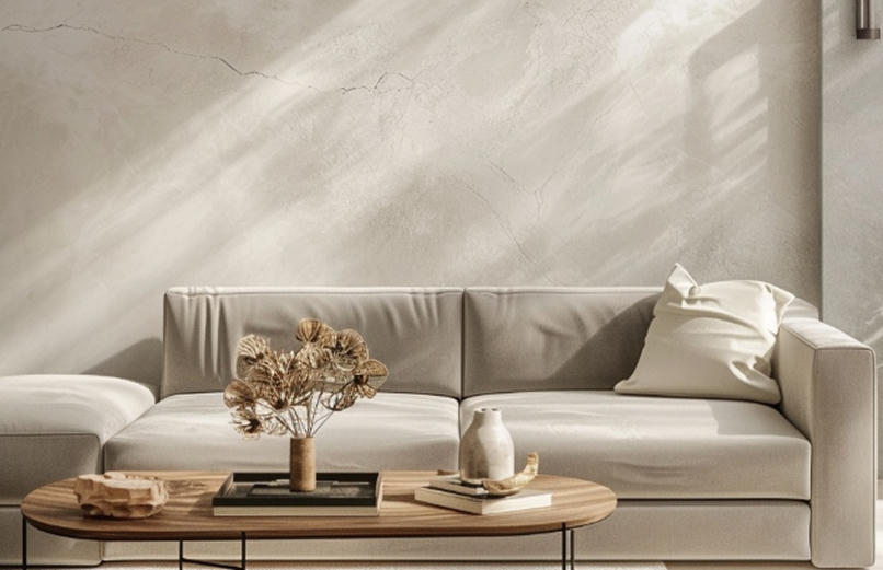 Soft limewash wall with natural movement